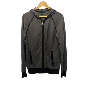 MENS BANANA REPUBLIC Grey Knit Zip Up Hooded Cardigan Sweater M